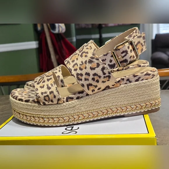 Seven Dials Leopard Print Espadrille Wedges #756 - Picture 8 of 11